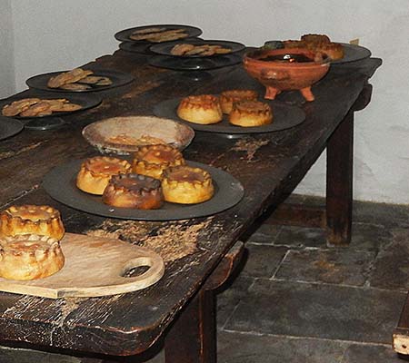 Old table with pies