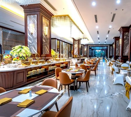 breakfast buffet in a hotel