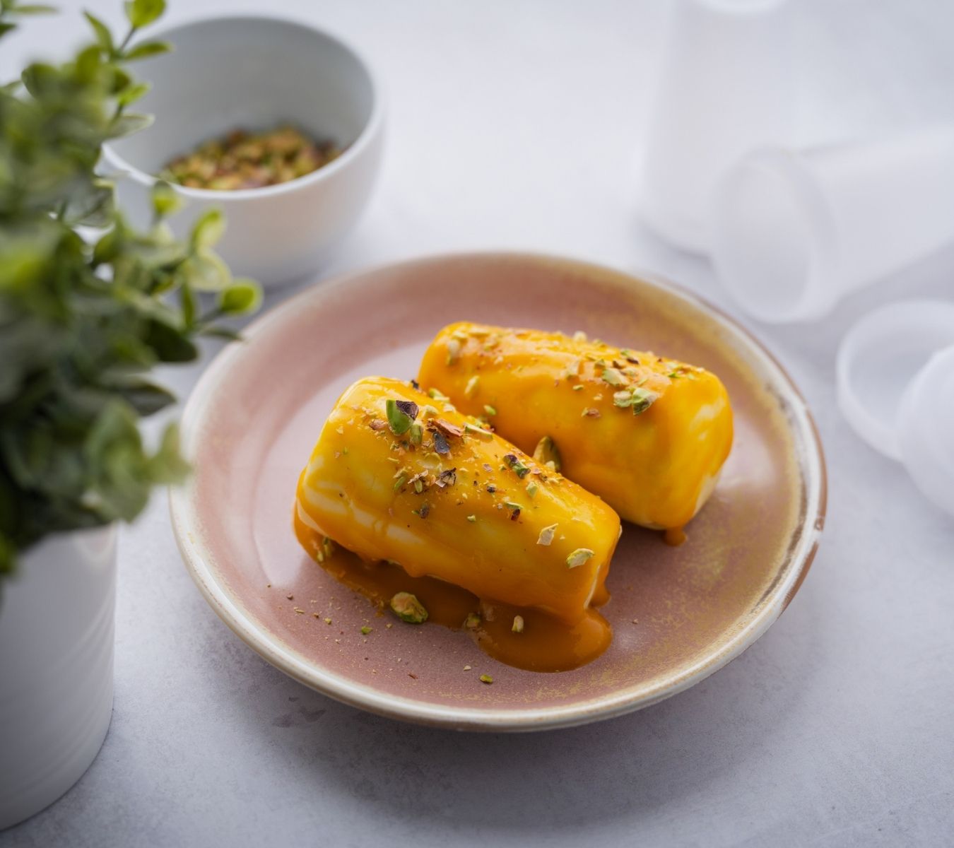 Mango kulfi on a plate