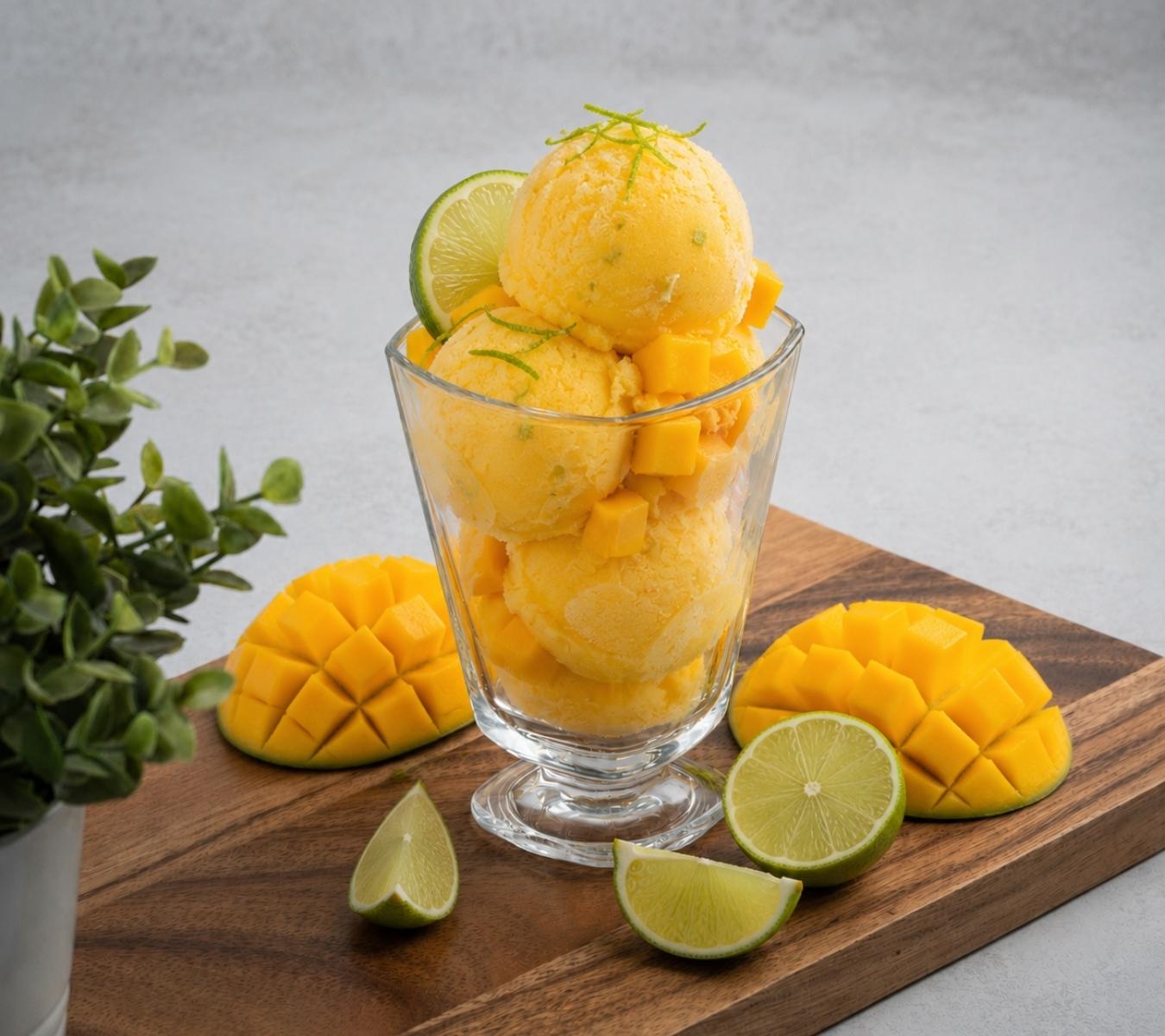 Sortbet in a sundae glass