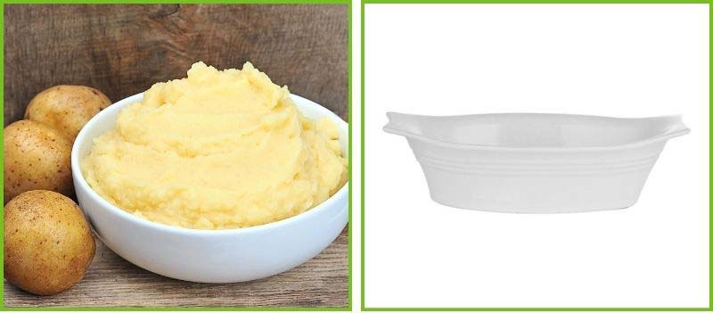 Mashed potatoes with a Porcelite baking dish