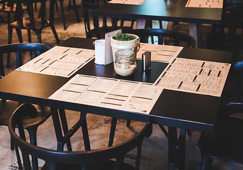 Menus on a table
