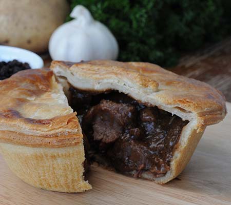 Steak pie cut open