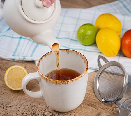 Leafy tea with a tea strainer