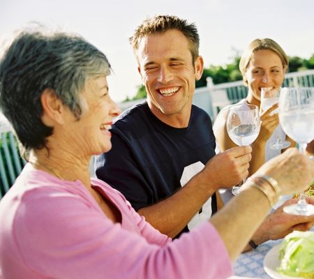 People enjoying a meal outdoors