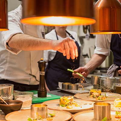 Chef plating food Chef plating food