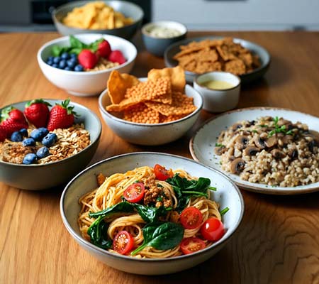 Foods strong in protein and fibre
