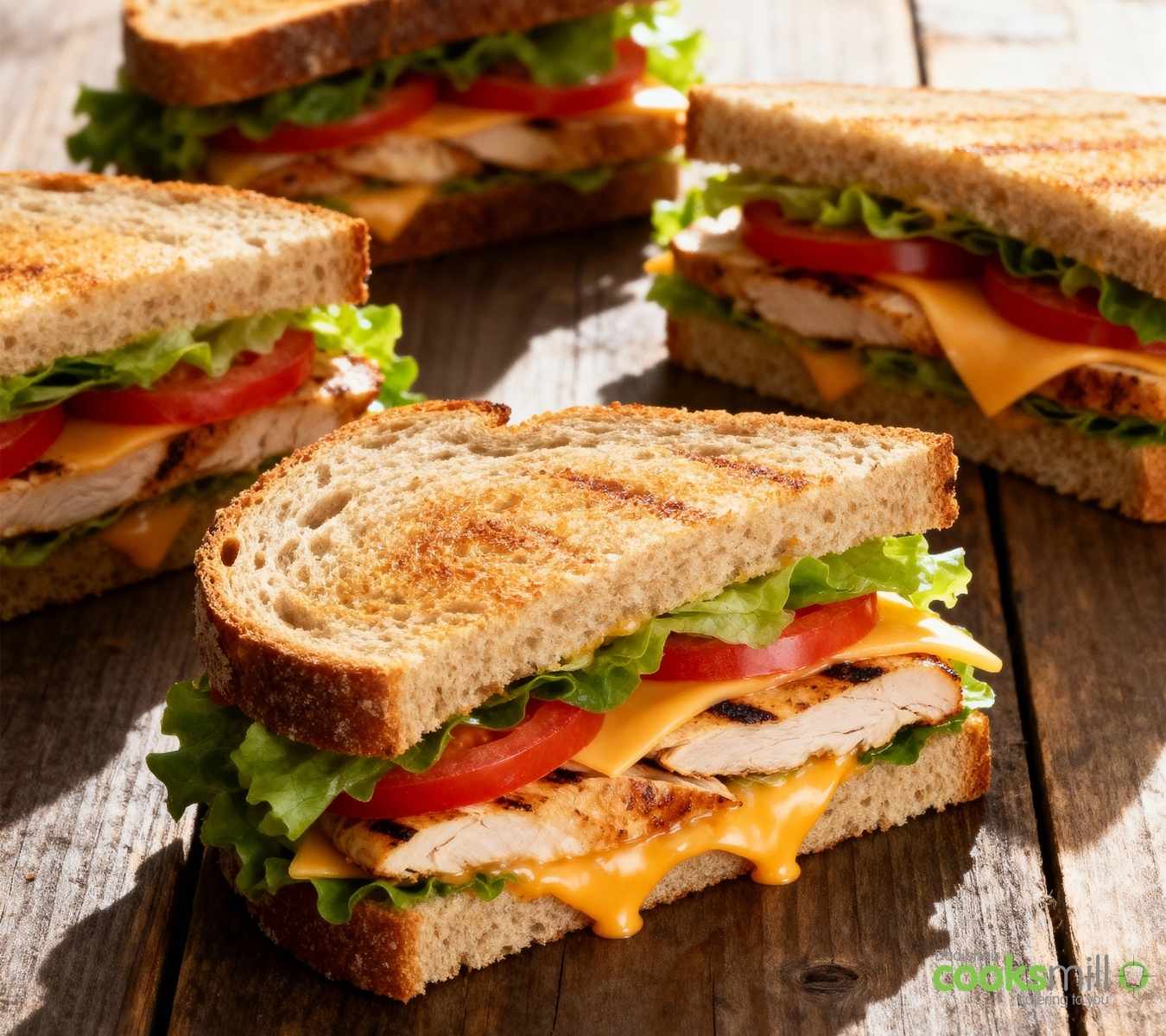 Image of sandwiches on a table in the sun