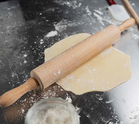 Short crust pastry being rolled out