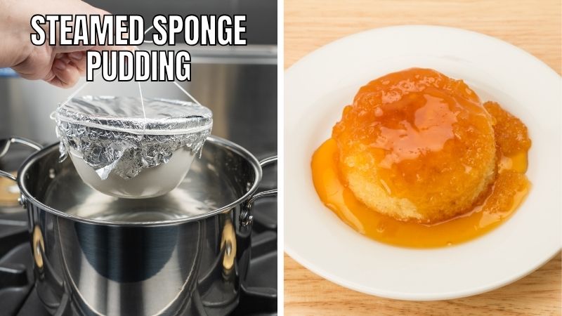Cooking steamed sponge pudding