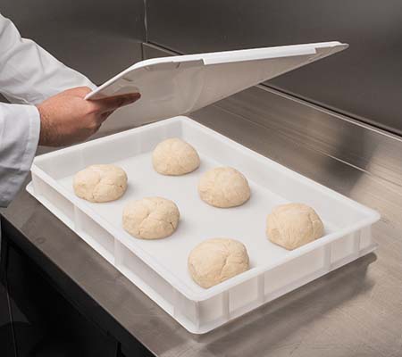Dough tray with dough inside
