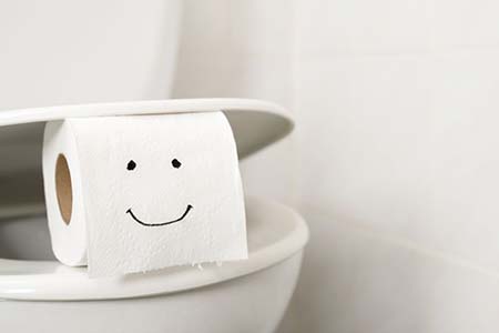 Toilet with a happy toilet roll
