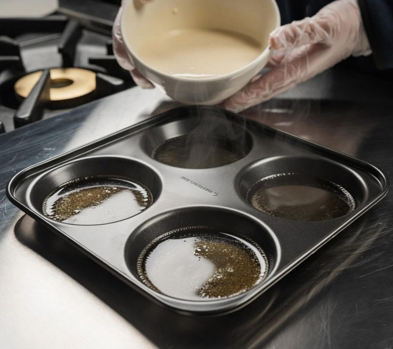 Yorkshire pudding tin with hot fat