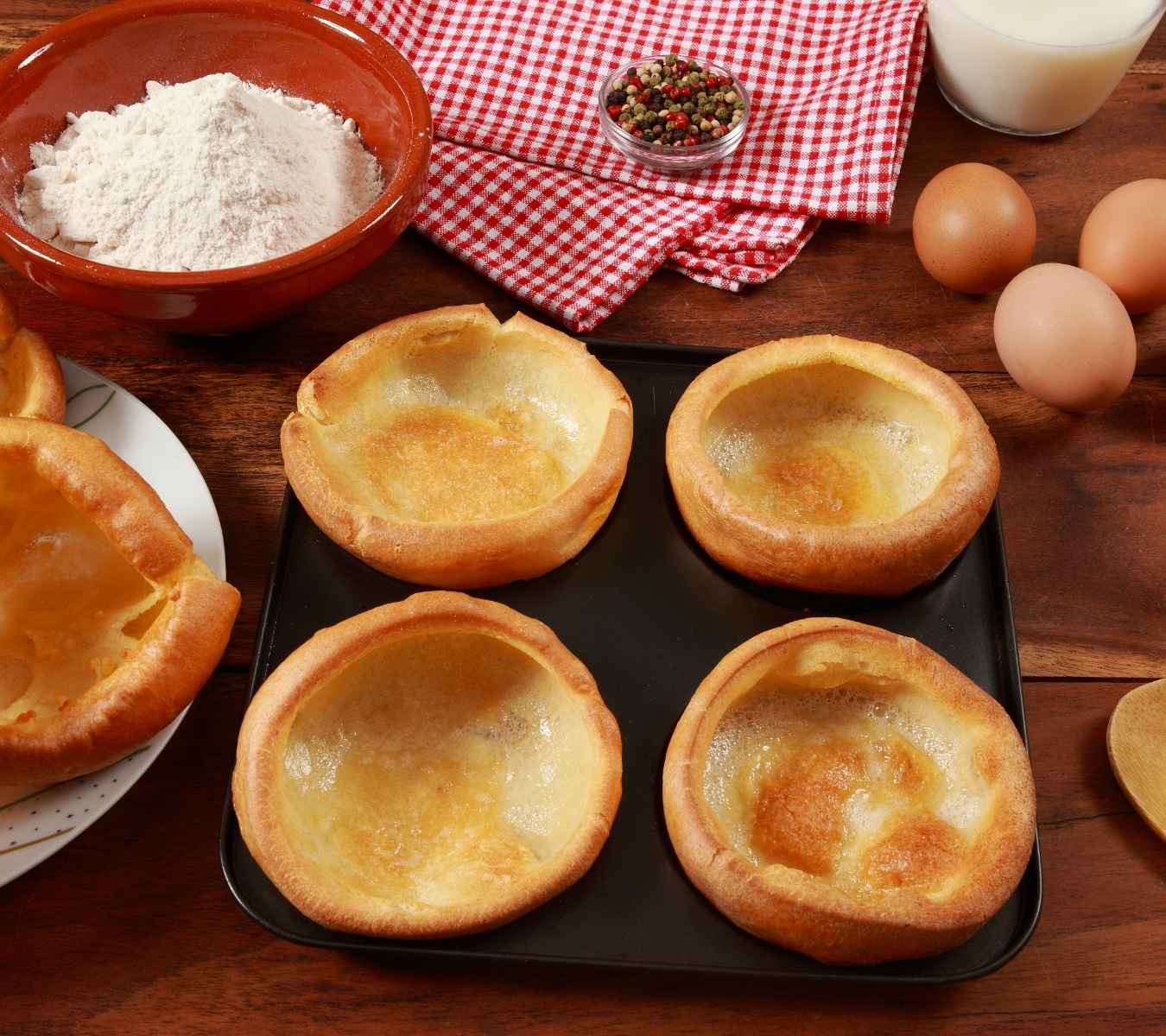 Yorkshire puddings in a tin